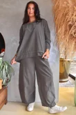 Arbi Needlecord Fold Hem Top Earth